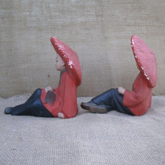 Vintage Chinese Boy & Girl Chalkware Figurines - Picture 7 of 16